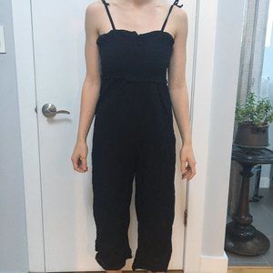 Vintage black linen jumpsuit XS
